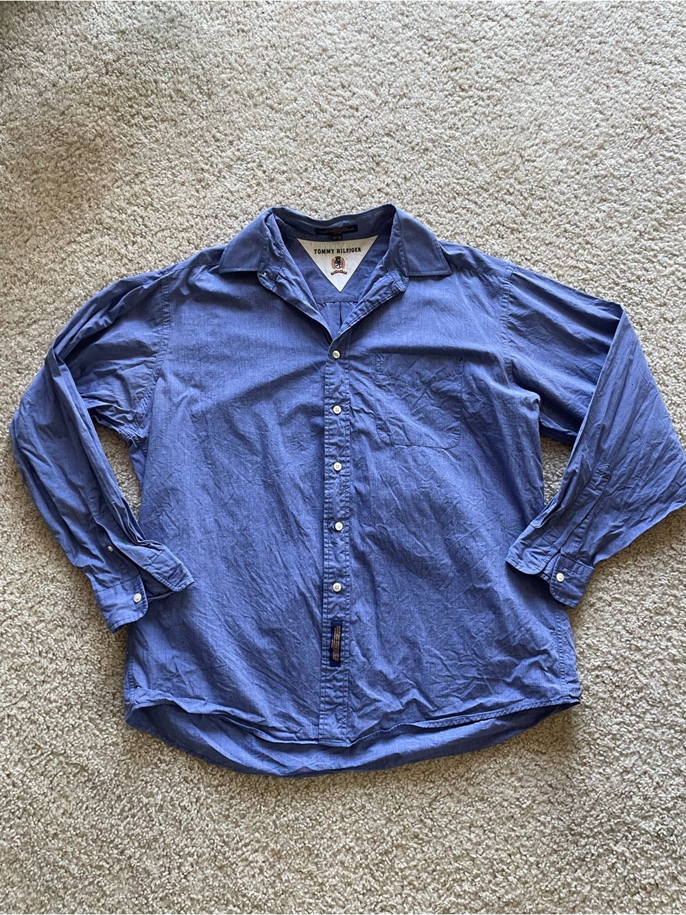 Tommy Hilfiger Men's Blue Long-Sleeve Button-Up Shirt
